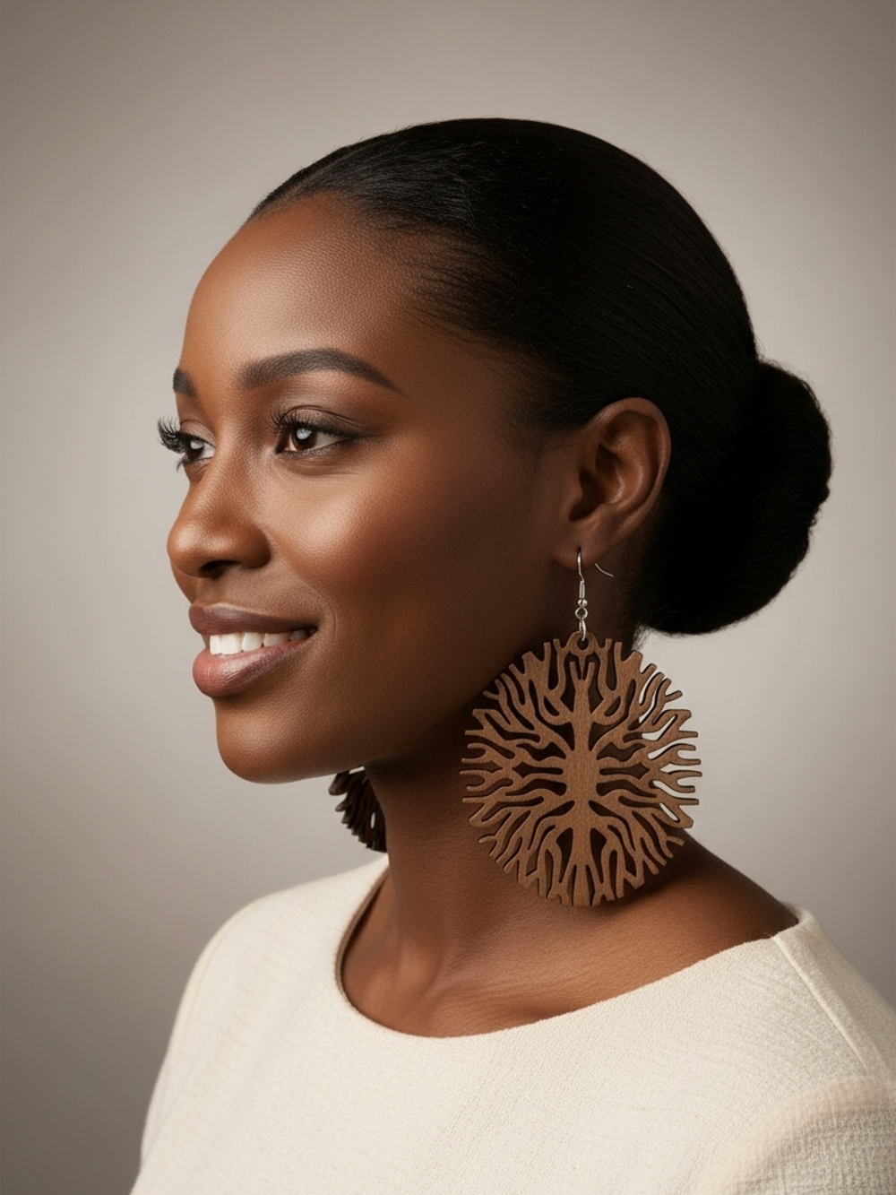 Hand Crafted Brown Tree of Life Drop Earrings - Women Jewelry